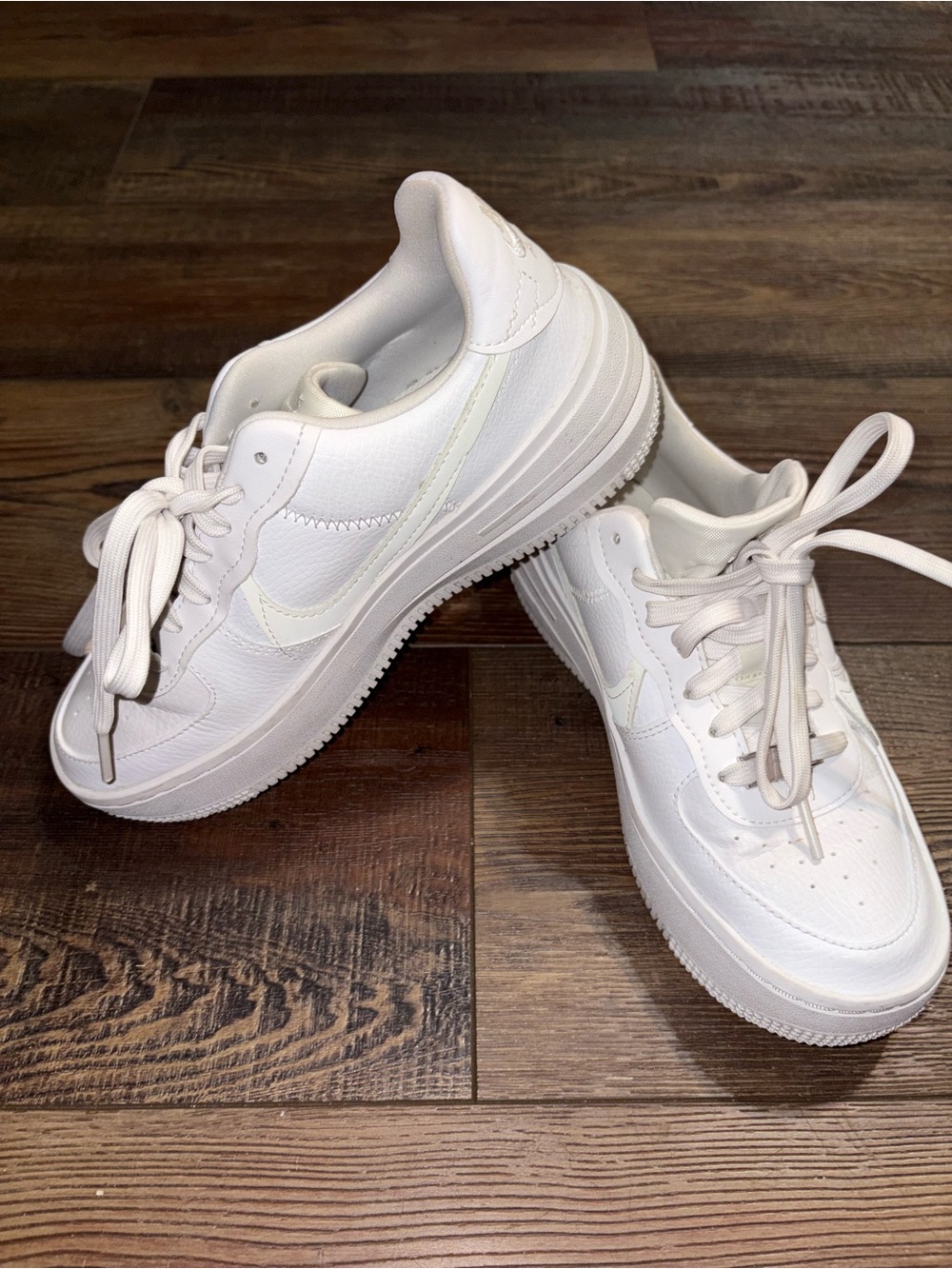 Nike Air Force 1 PLT.AF.ORM Triple White Low Top Sneakers DJ9946-100 size 6
